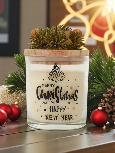 Bougie parfumée de Noël Joyeux Noël Bonne Année