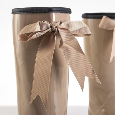 Bottes de pluie longues pour femmes beiges avec un nœud Ronay - Chaussures