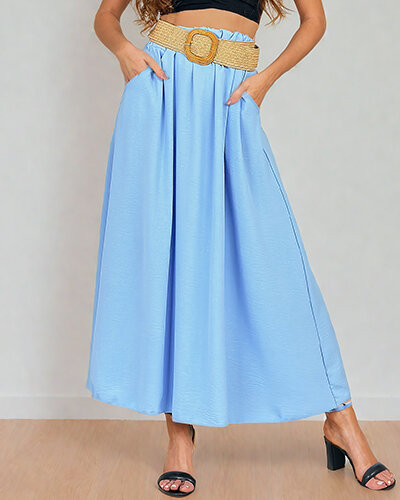 Royalfashion Jupe midi pour femme avec ceinture