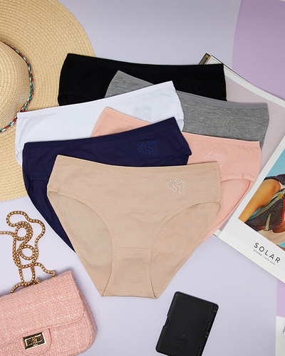 Ensemble de culottes en coton pour femmes avec pieds brodés 6 / paquet - Sous-vêtements