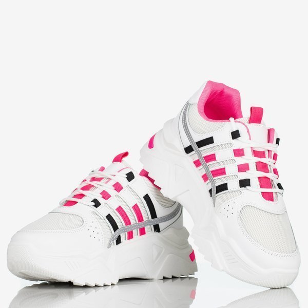 Chaussures de sport pour femmes blanches et roses sur la plateforme Soyea - Footwear
