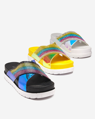 OUTLET Chaussons holographiques noirs à sequins pour femme Yalay - Footwear
