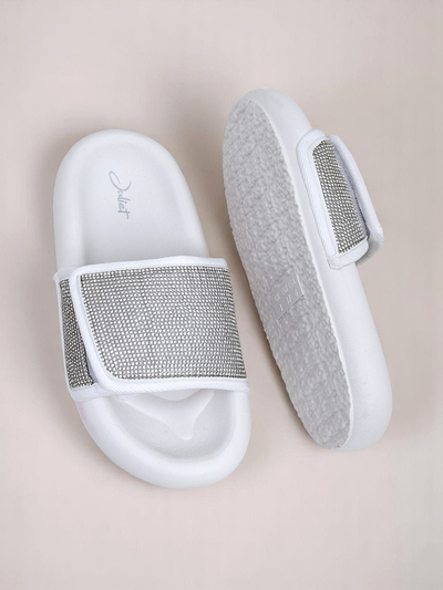 Royalfashion Claquettes plates pour femmes Sparkle Step
