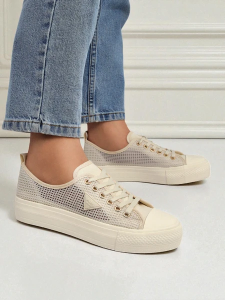 Baskets beiges pour femmes Callista Mesh – talon plat, collection Été Automne