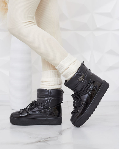 Royalfashion Bottes de neige pour femmes noires à enfiler Galebda