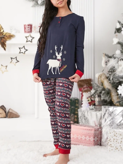 Pajamas en coton pour enfants Royalfashion Noël avec renne polaire