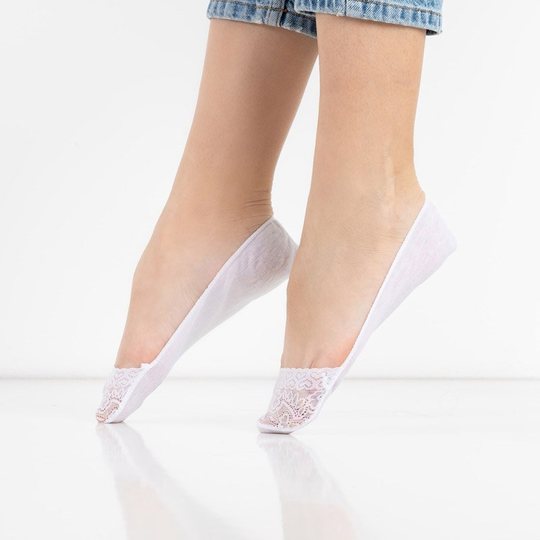 Ballerines femme en dentelle blanche pieds - Chaussettes