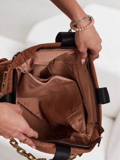Aurelia Toscana Grand sac à main A4 marron suédé avec chaîne dorée