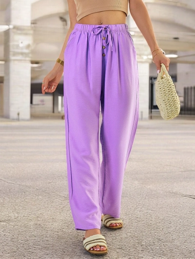 Royalfashion Pantalon large en tissu pour femme