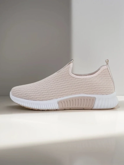 Baskets beiges pour femmes Eulalia Slip-On talon plat tissu été printemps