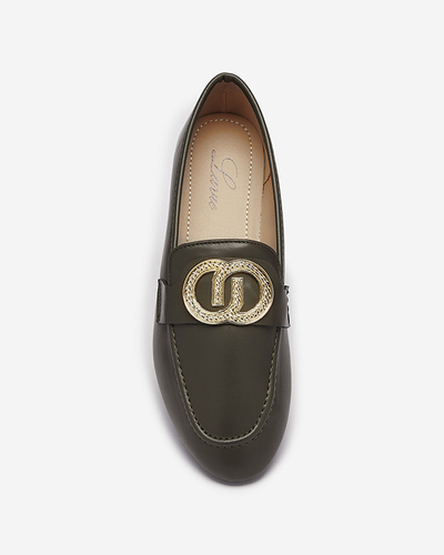 Mocassins pour femmes vert foncé avec ornements dorés Uletta - Footwear