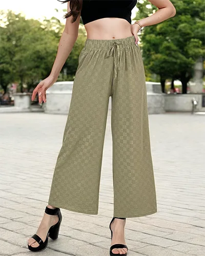 Royalfashion Pantalon large à carreaux pour femme