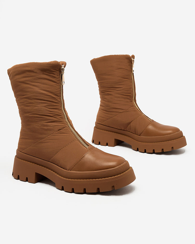 Royalfashion Bottes à talons plats Tainve Beige pour femmes