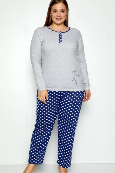 Royalfashion Pyjamas 2 pièces en coton à pois pour femmes GRANDE TAILLE