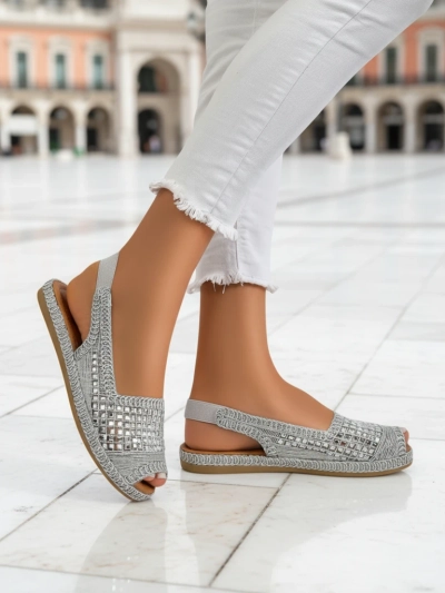 Royalfashion Sandales espadrilles pour femmes avec zircons Belle Sparkle