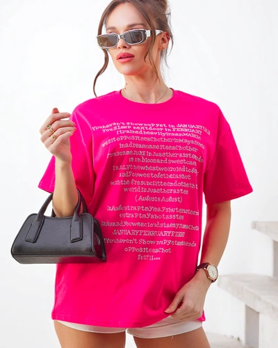 T-shirt en coton Royalfashion pour femmes avec texte en strass