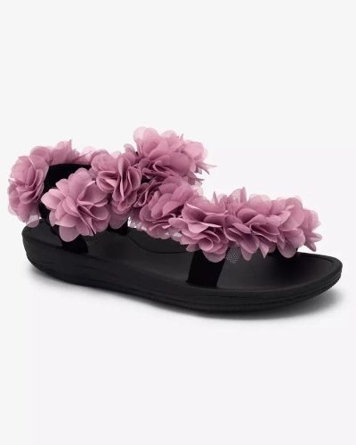 Royalfashion Sandales pour femmes rose foncé avec fleurs Alferroy