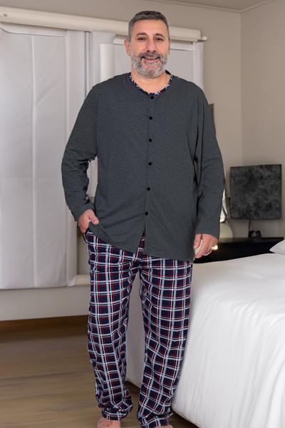Pyjama à carreaux en coton pour homme Royalfashion GRANDE TAILLE