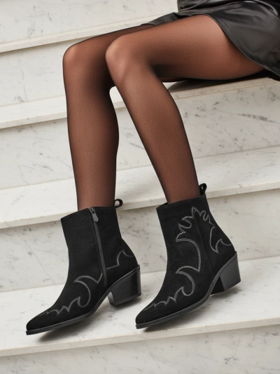 Bottines femme style santiags Velvet Ash – à talons