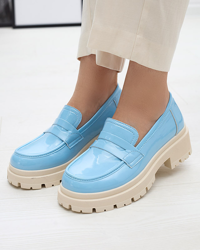 Royalfashion Mocassins laqués bleus pour femmes Noppel