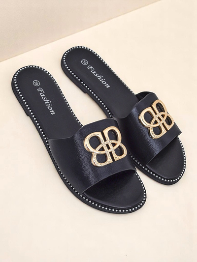 Royalfashion Sandales plates pour femmes Aura Gold