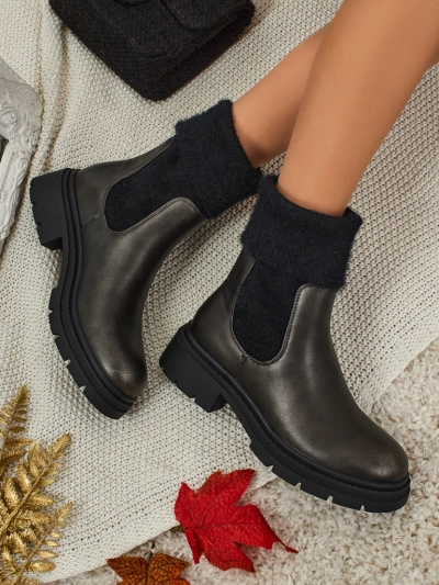 Bottines pour femmes en cuir écologique avec fourrure Kesy