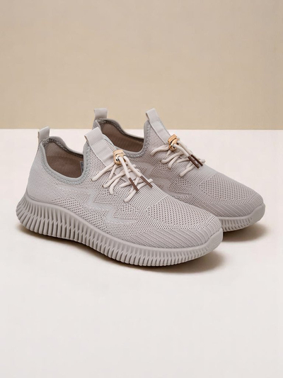Aurelia Beige Royalfashion – Baskets beiges pour femmes en tissu à lacets