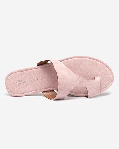 Chaussons femme en daim écologique rose Eku-Shoes