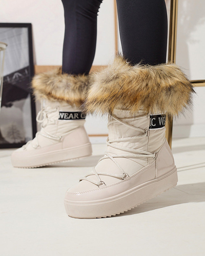 Bottes de neige beige pour femmes avec fourrure Lilitsa- Footwear