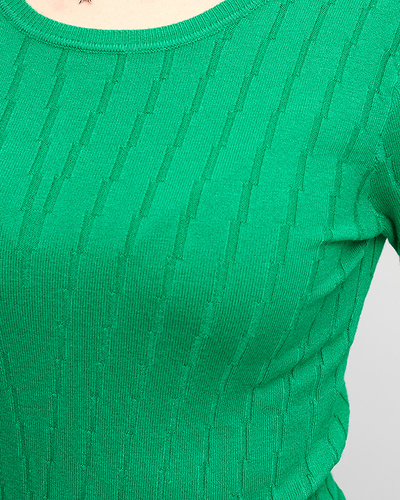 Pull femme vert col rond - Vêtement
