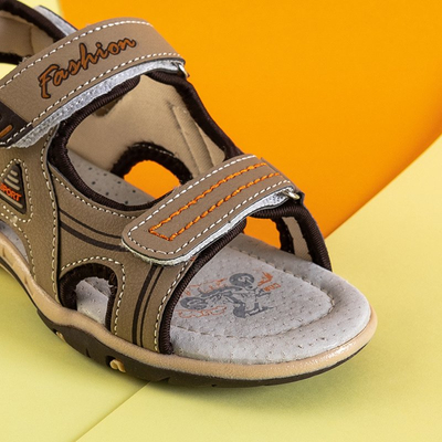 Sandales garçon beiges à velcro Elbrus - Chaussures