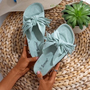 Chaussons femme vert clair avec franges Amassa - Footwear