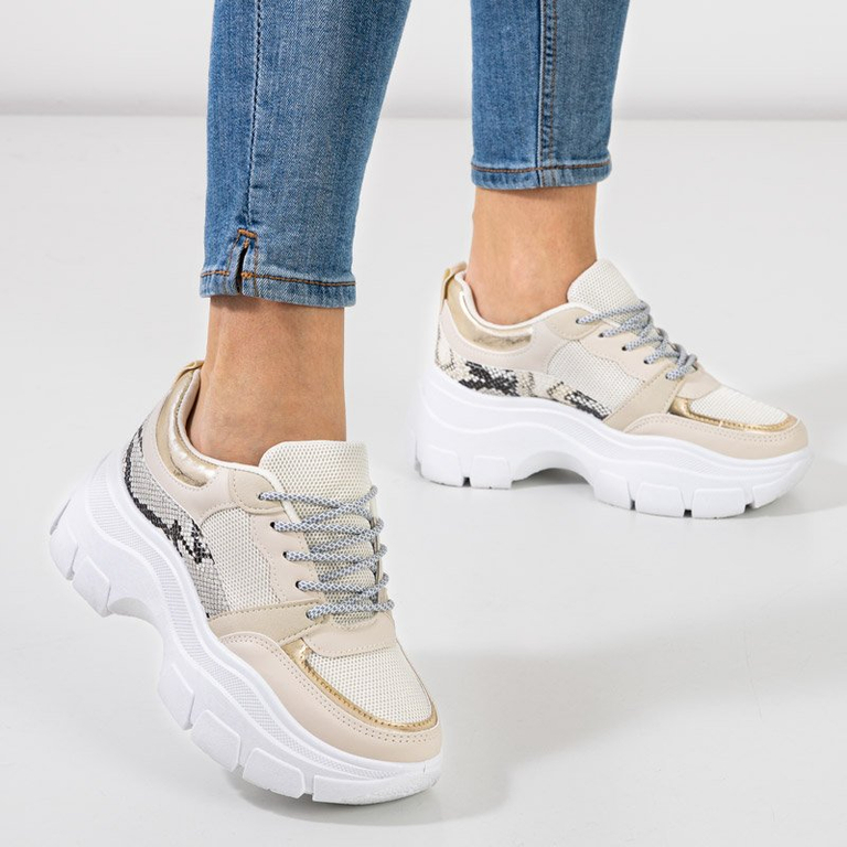 Baskets de sport pour femmes beiges avec motif animalier Erwin's - Footwear