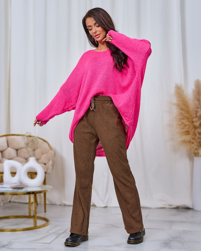 Royalfashion Pantalon en velours côtelé pour femme, de couleur marron