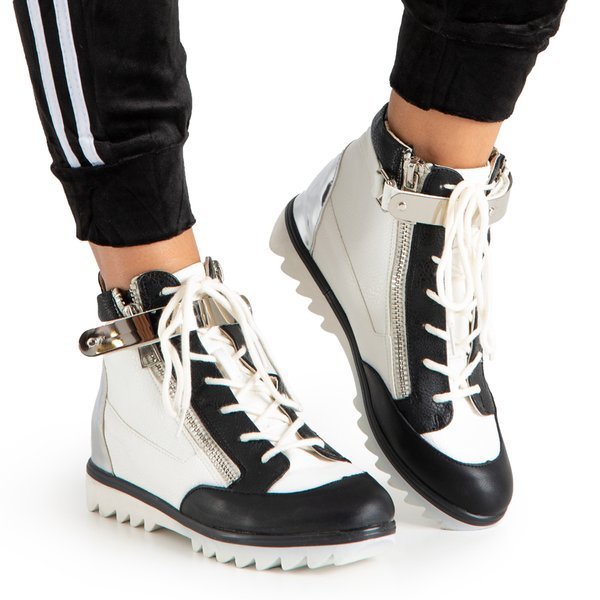 Bottines de sport noires et blanches avec finition laquée Krillas - Footwear