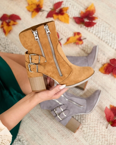 Royalfashion Bottes camel pour femme avec décoration Feirrgo