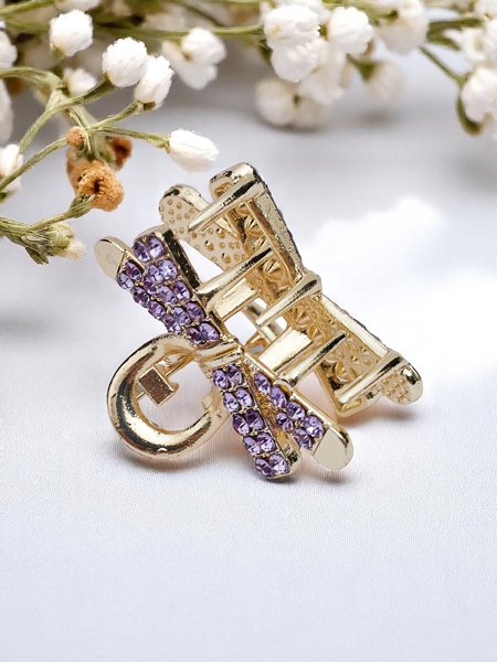 Royalfashion Barrette avec strass Pince dorée