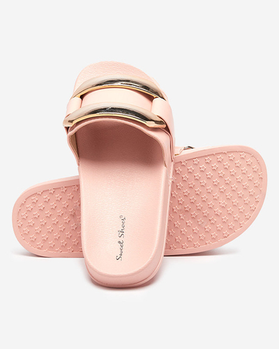 Chaussons femme rose avec ornement Serina doré - Footwear