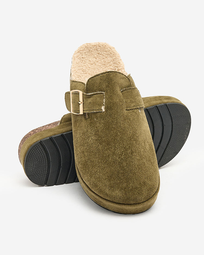 Royalfashion Pantoufles pour femmes avec peau de mouton et boucle Kajis