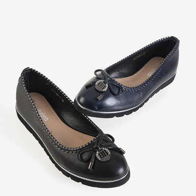 Ballerines plates pour femmes noires à nœud de Defera - Chaussures