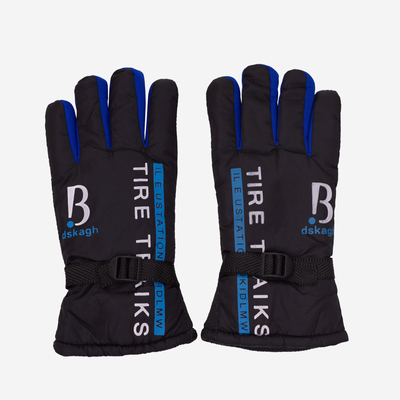Gants noirs isolés pour hommes avec lettrage et inserts cobalt - Accessoires