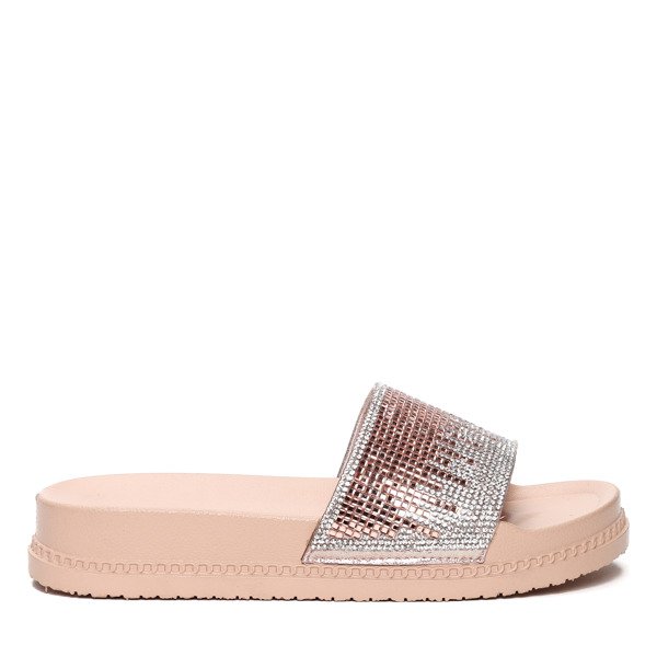 Różowe klapki z kamyczkami Avianna- Obuwie