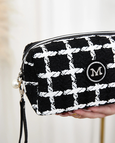 Royalfashion Sac à cosmétiques noir à carreaux pour femmes