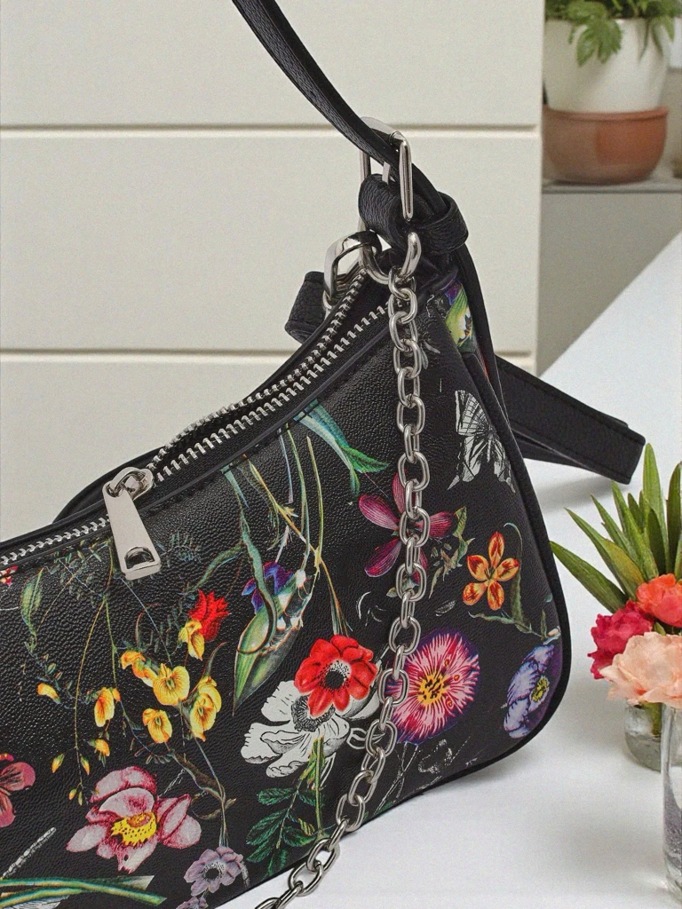 Royalfashion Petit sac à main pour femme en cuir écologique avec motif floral Lily Bloom