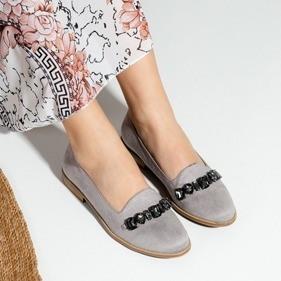 Mocassins femme gris avec ornements Unisea - Footwear