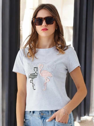Royalfashion T-shirt en coton pour femmes Flaming Love