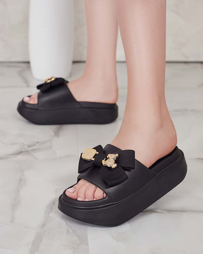 Royalfashion Tongs en caoutchouc pour femme avec nœud décoratif Apis