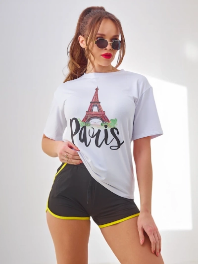 Ensemble de sport pour femmes Royalfashion avec t-shirt et short Paris