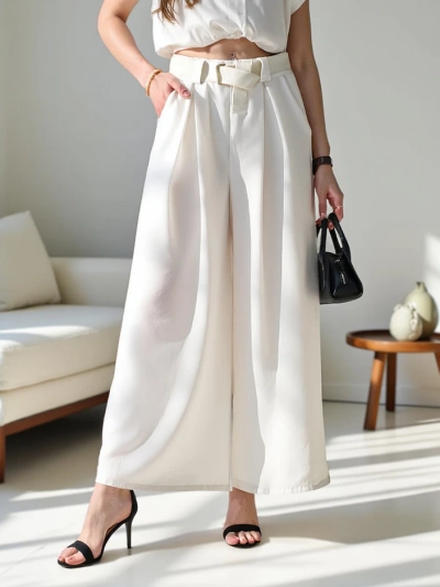 Pantalons larges pour femmes Royalfashion avec une ceinture