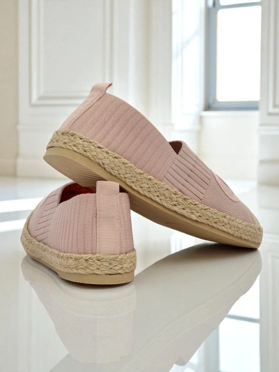 Espadrilles Theodora roses pour femmes en cuir écologique suédé, plates